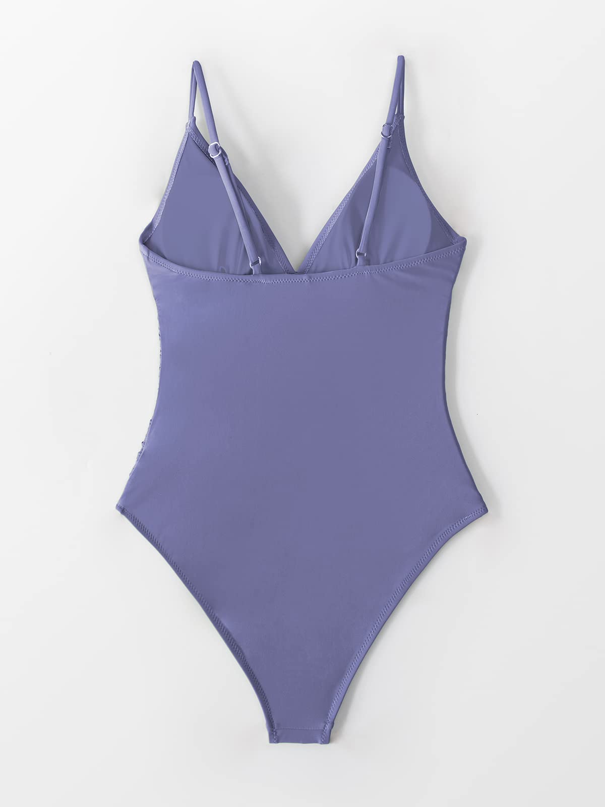 CUPSHE Women's One Piece Swimsuit Tummy Control V Neck Two Piece Bathing Suits, Purple, L