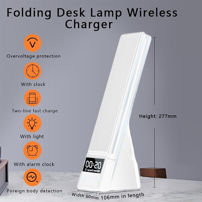 IHAO 3in1 Multifunctional Foldable Wireless Charging Station with LED Ambient Night Light Fast QC3.0 Charger for Phone iWatch Headphone Space-Saving Auto-Shutoff &amp Overcharge Protection-Black