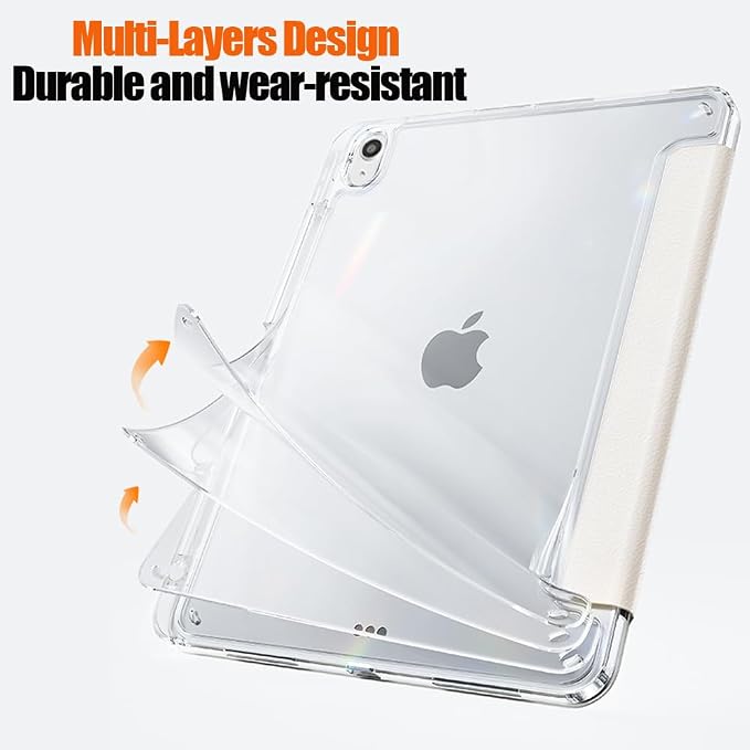 Slim Case for iPad Air 11 M4/M3/M2 &amp 10.9 5th/4th Gen Aqua Blue | Pencil Holder Multi-Angle Y Fold Stand Clear Acrylic Cute Cover Auto Wake-Sleep 2026/2025/2024/2022/2020