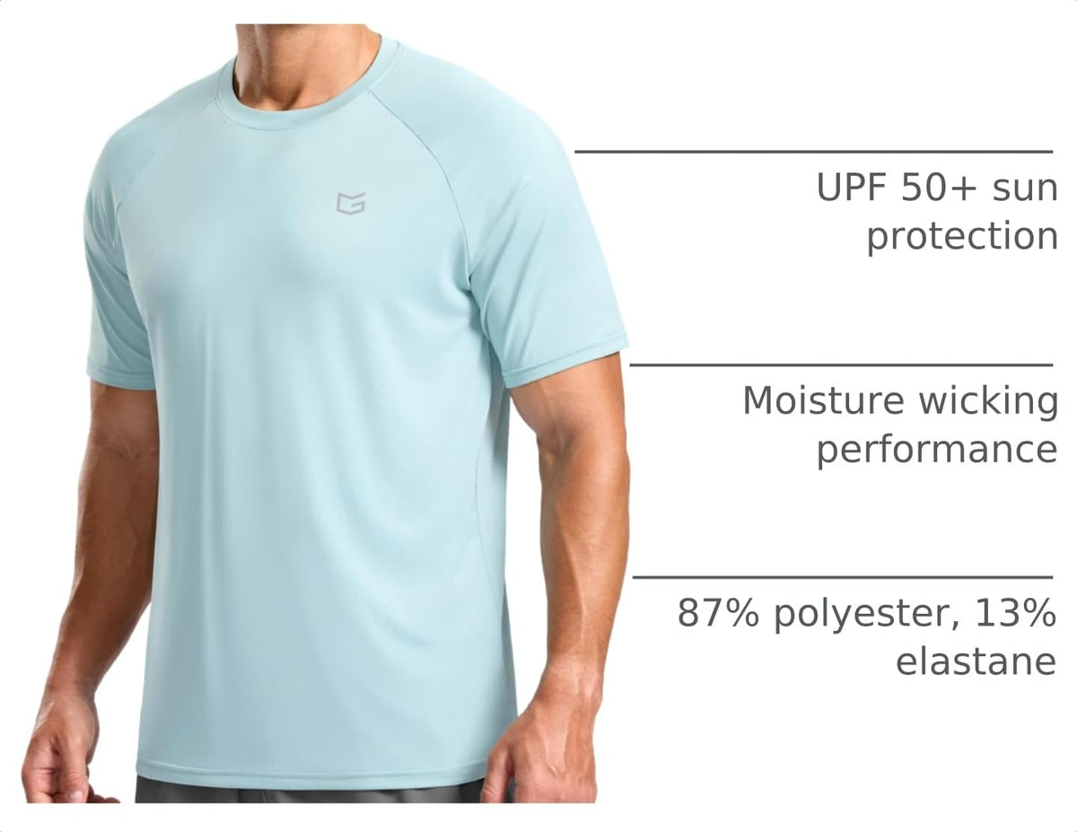 G Gradual Men's Athletic Workout T-Shirts Moisture Wicking Cooling Running Shirts Short Sleeve Performance Tee for Gym Tennis(Light Blue,3XL)