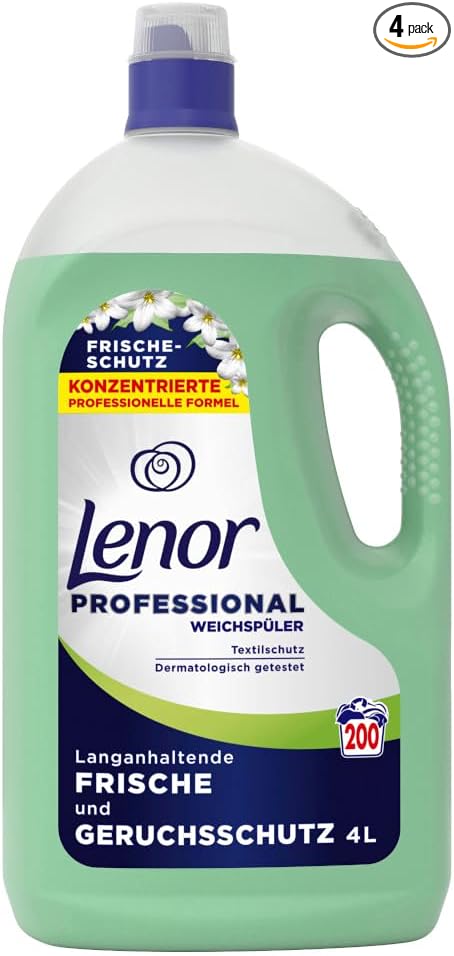 Lenor Professional Fabric Softener, 200 Washes, 4 Litres, Fresh Protection, Long-Lasting Freshness and Odour Protection for Professional Use, Professional Use