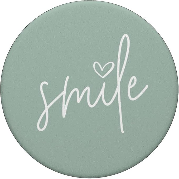 Smile Positive Inspirational Quote - Pastel Sage Green PopSockets Adhesive PopGrip