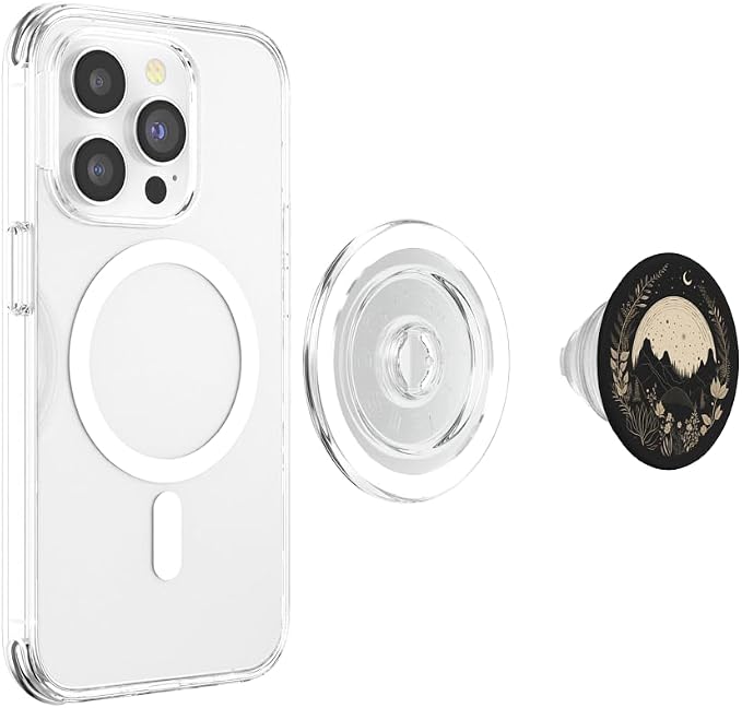 Boho Chic Floral Forest Nature Mountain Moon Hiking Camping PopSockets Adhesive PopGrip