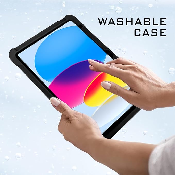New iPad (A16) 11th/10th Generation Case 2025/2022 (11/10.9) AMZER Jelly case Rugged Silicone Skin Jelly Slim Protective Heavy Duty Shockproof Anti Slip Kids Friendly Case - Black