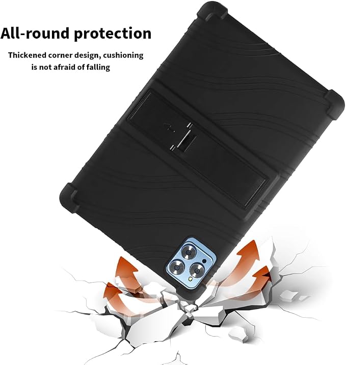 for KADYBE D115/ANTEMPER/kimlok 2024 10.1 Android 13 Silicone Case | Tablet Friendly with Stand for ANTEMPER ZONKO D115/YOSAVlOR YQCP20/Vortex TAB10/DOOGEE T10 T10S T10 Pro Tablet (Black)