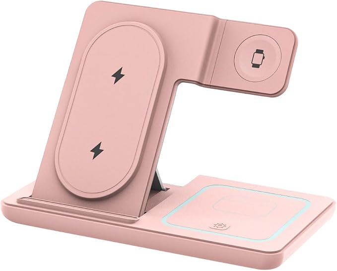 3 in 1 Wireless Charger Foldable Fast Charging Station for Phones Watches &amp Earbuds Portable Travel Stand
