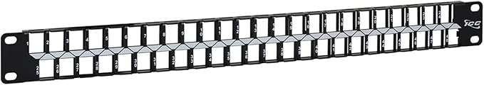 ICC 48 Port Blank Keystone 1U Patch Panel with 19” Metal Rackmount Housing for Slim Profile Keystone Jacks (Sold Separately), UL Listed, IC107BP481