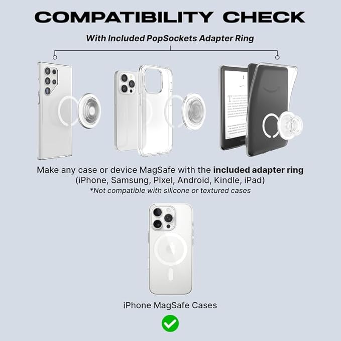 PopSockets Phone Grip for MagSafe with Kickstand, Magnetic Stand, Swappable Top, Secure Hold for iPhone MagSafe Cases, Phone & Tablet Grip - Aurange Translucent