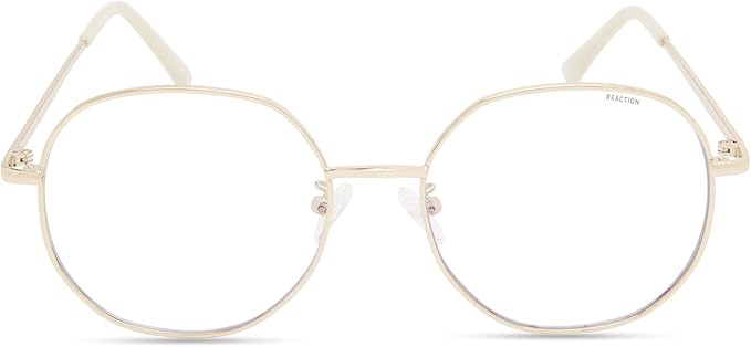 Kenneth Cole REACTION Women's KC1512-B Round Blue Light Blocking Eyewear Frames, Gold, 58mm