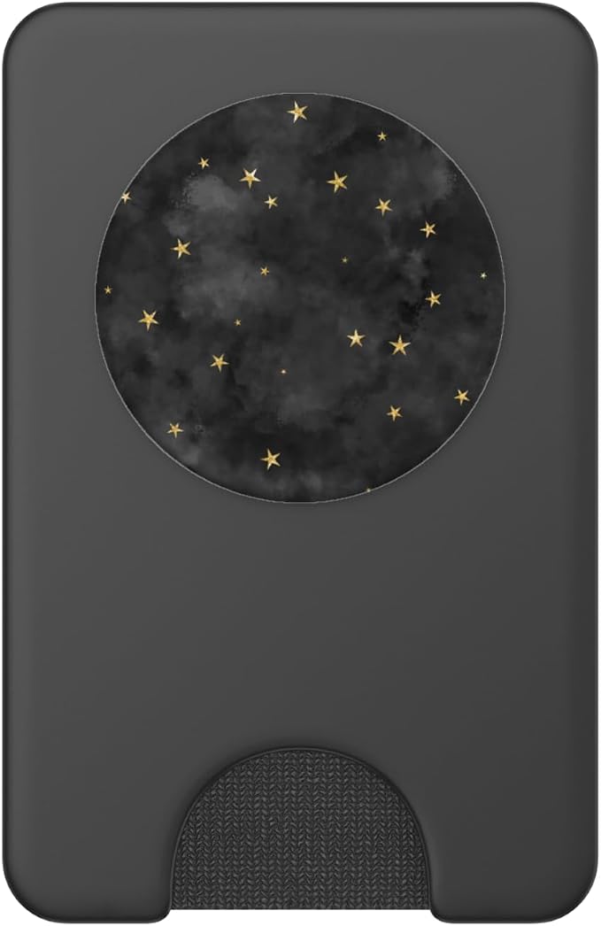 Starry Night Galaxy Tiny Golden Stars on Smoky Charcoal Gray PopSockets Adhesive PopGrip