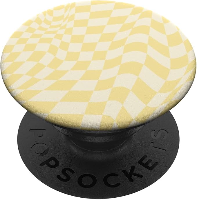 Retro Butter Yellow Checkered Pattern Wavy Checkerboard PopSockets PopWallet for MagSafe