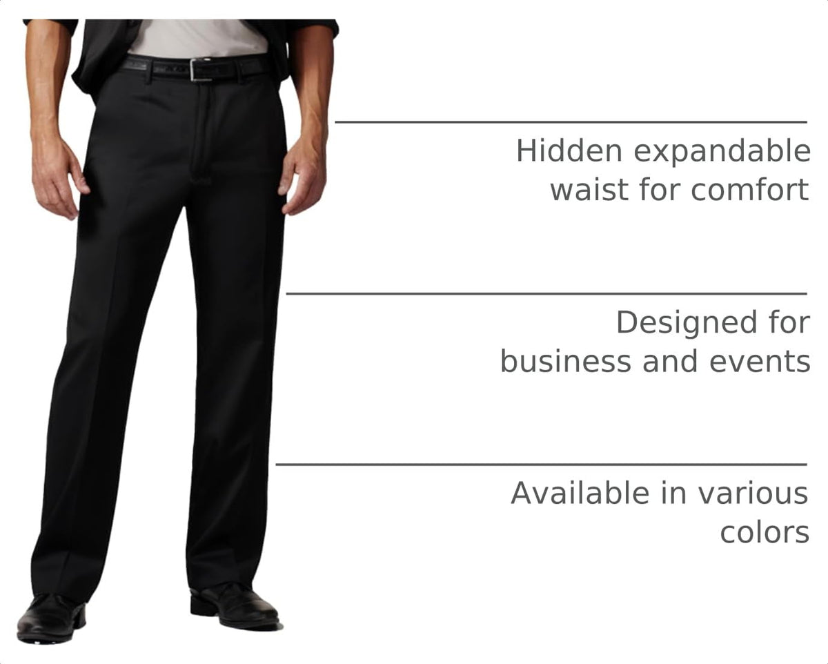 YUCENFU Mens Classic Fit Khaki Casual Chino Pants Hidden Waistband Big Tall