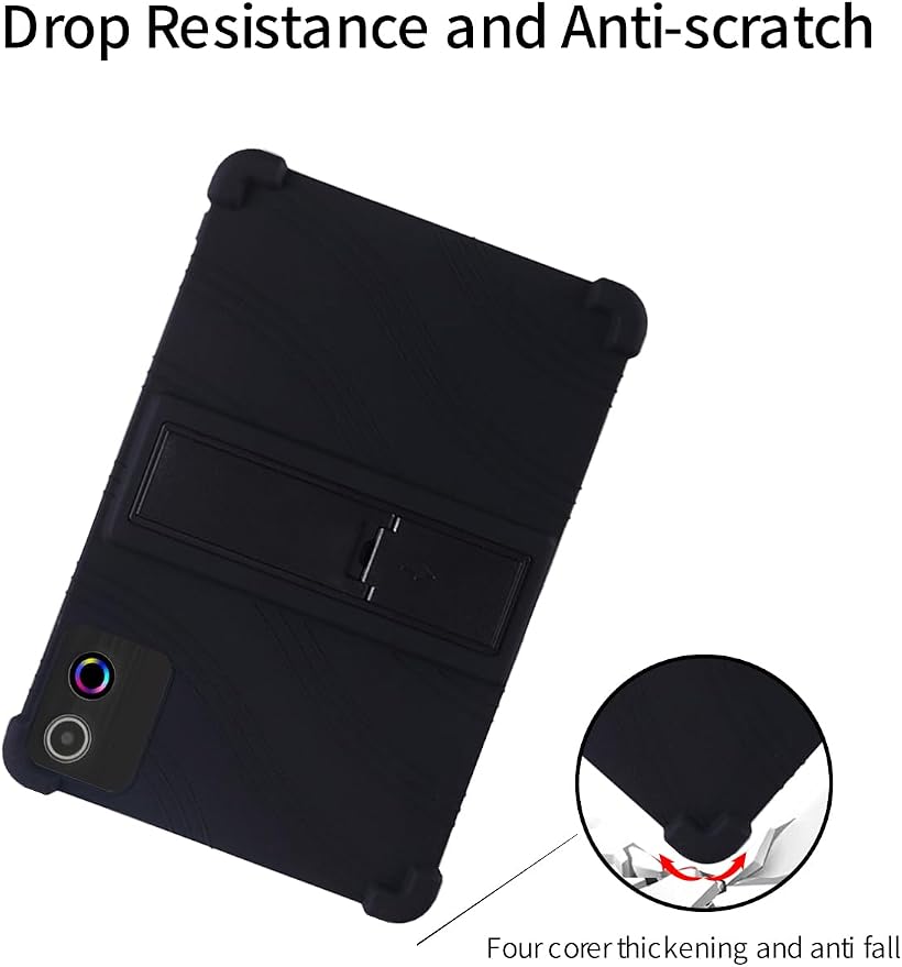 for Jeazans Jzpad-A10Pro Tablet 10 Inch Android Tablets CaseBOVUGAC Soft Silicone Adjustable Stand Shockproof Kids Friendly for Jeazans A10Pro Tablets(Black)