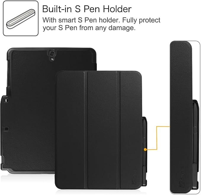 Fintie Slim Shell Case for Samsung Galaxy Tab S3 9.7 2017 Release Black | Lightweight Hardback Soft Microfiber Interior Magnetic Closure S Pen Holder Auto Sleep/Wake