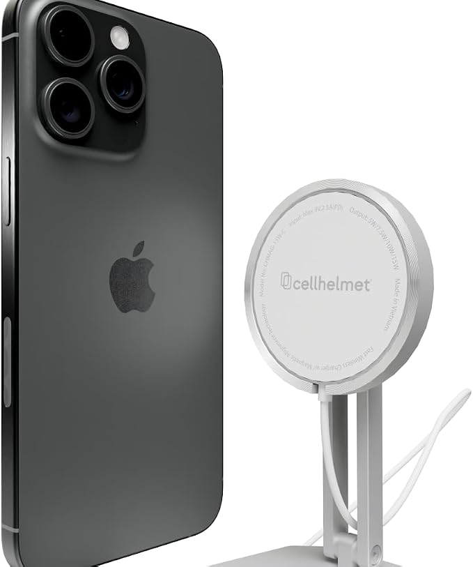 cellhelmet Power Bundle | 20W Fast Charging Wall Adapter 15W MagSafe-Compatible Wireless Charging Pad &amp Aluminum Desk Stand