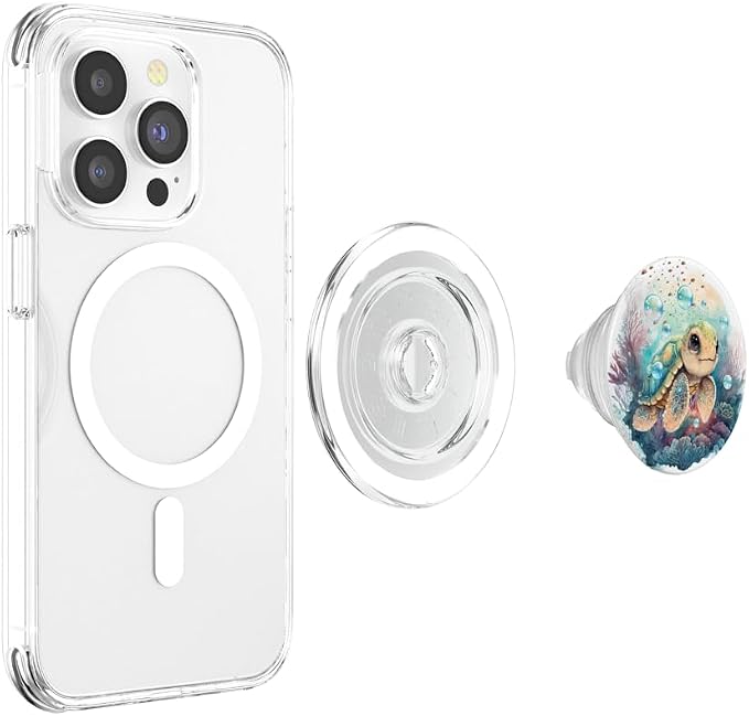 Cute Kawaii Baby Sea Turtle in The Ocean PopSockets Adhesive PopGrip
