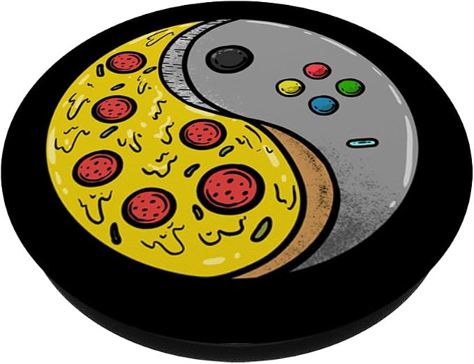 Yin Yang Pizza Video Game Controller Food Gaming Boys Men PopSockets Adhesive PopGrip