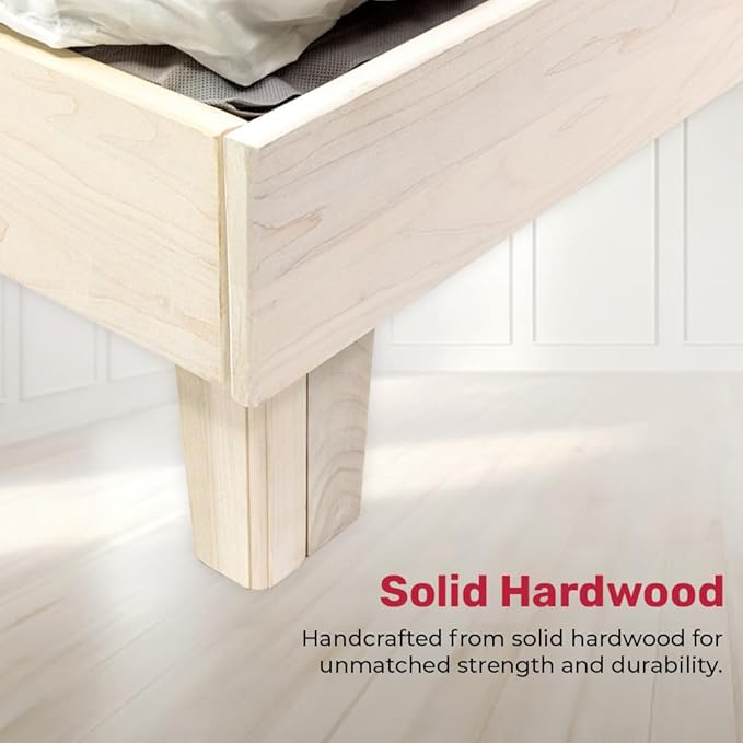 Solid Hardwood Platform Bed Frame with Slats, Quality Crafted in Pennsylvania, USA from Poplar by Mennonite Artisans, No Box Spring Needed, Easy Assembly