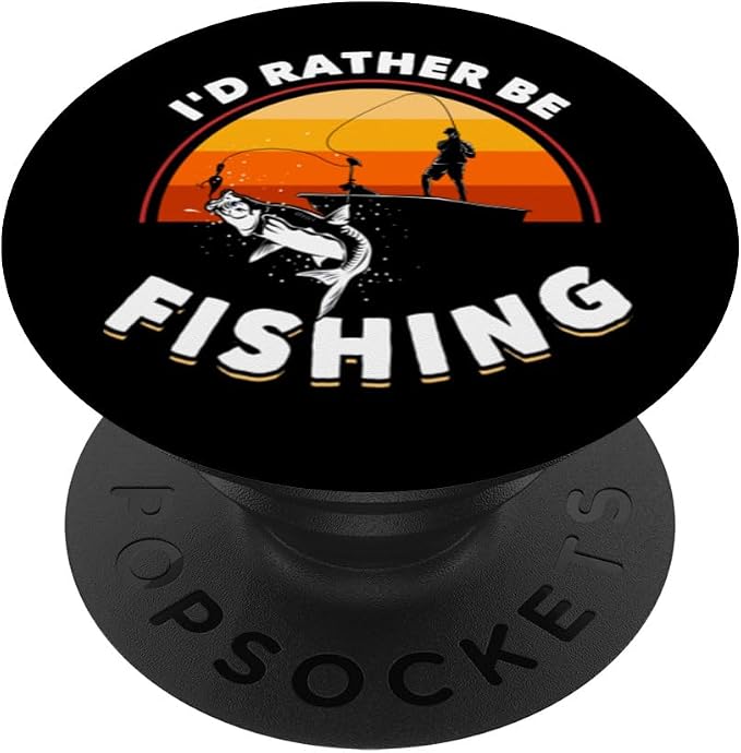 Retro Fisherman Funny Fishing PopSockets Adhesive PopGrip
