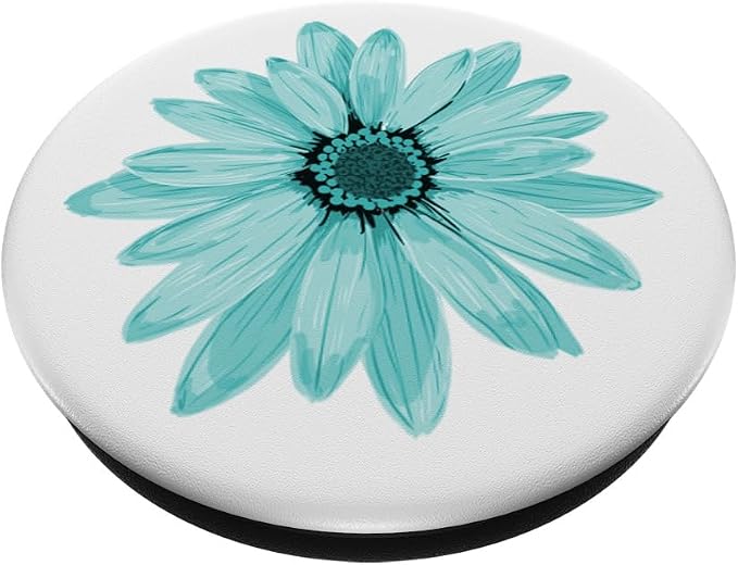 Floral Cell Phone Holder Pop Up Phone Grip White Teal Flower PopSockets Adhesive PopGrip