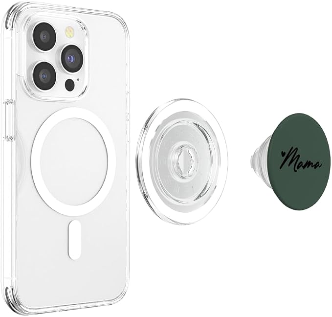Black Hunter Green Heart Mama PopSockets Adhesive PopGrip