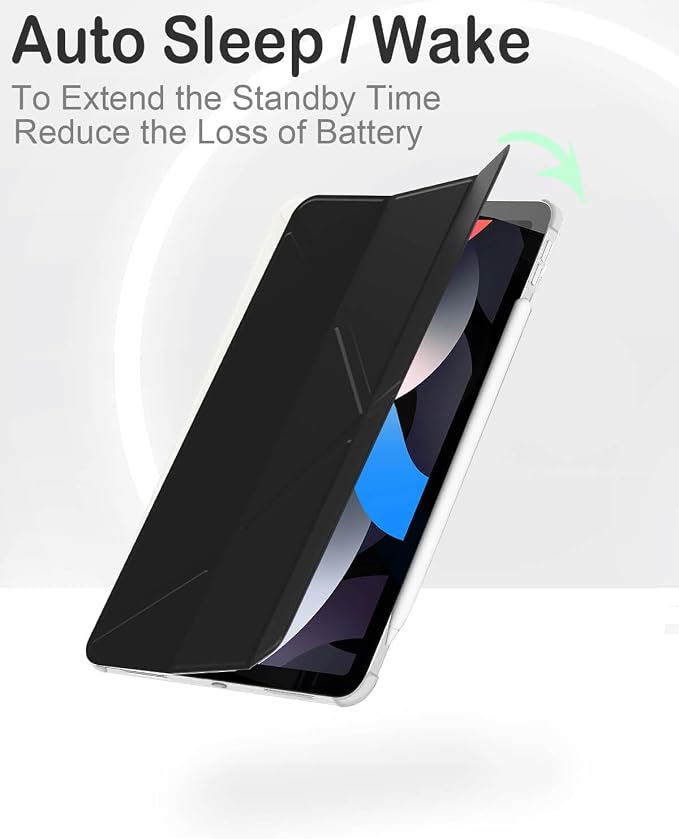 Feams Y Fold Folio for iPad A16 11th Generation Case 11 Inch 2025 iPad 10th Generation Case 10.9 Inch 2022 Y-Shaped Stand Magnetic Attachment Back Cover with Magnetic Clasp &amp Auto Sleep Black