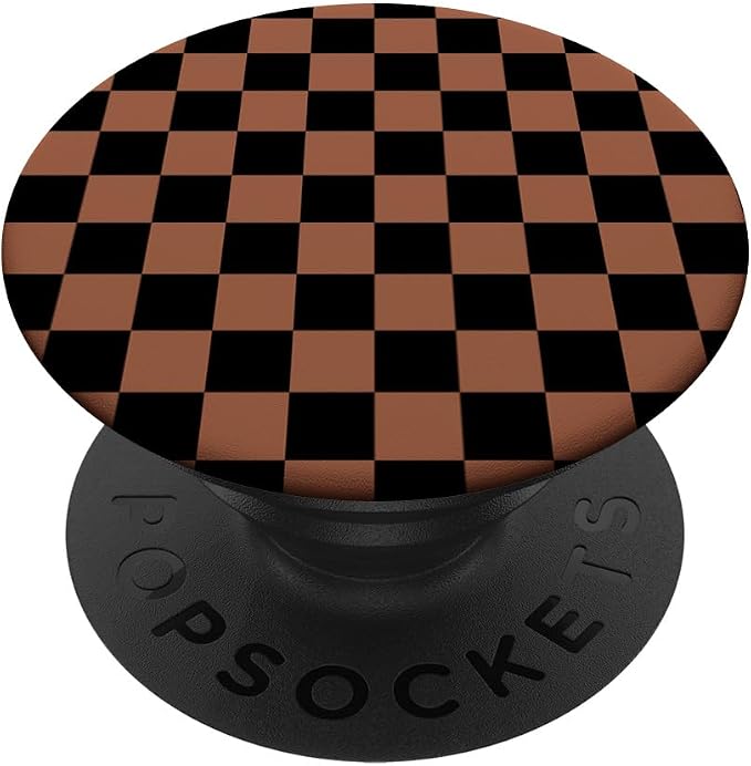 Brown and Black Checker Checkers Checkered Prüfer PopSockets Adhesive PopGrip