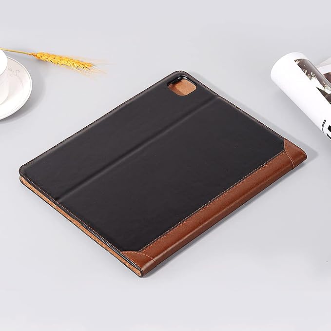 iPad Pro 13'' (M5 2025) (M4 2024) Case DMaos Vintage Book Synthetic Leather Stand Folio Smart Cover Auto Sleep/Wake Business Document Card Holder - Black
