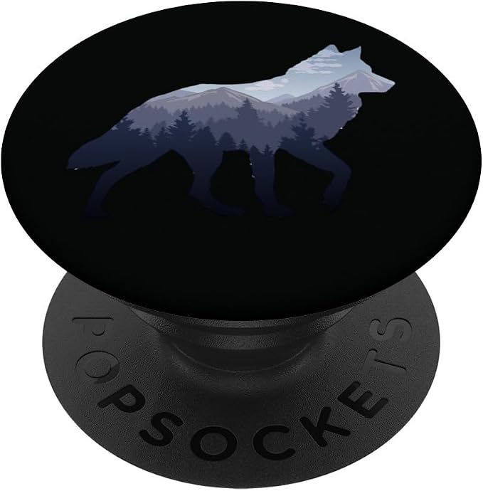 Lone Wolf Survives The Mountain Silhouette Art PopSockets Adhesive PopGrip