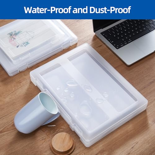 8 Pack Paper Storage Boxes, 8.5 x 11 Plastic Portable Project Case for US letter Size and A4 paper, Plastic Multi-Purpose Thick Scrapbook Storage Box for Office,Craft or Art Supplies - size: 13.9"L x10.6"w x1.6"H+12.5"L x9.5"W x 1"H
