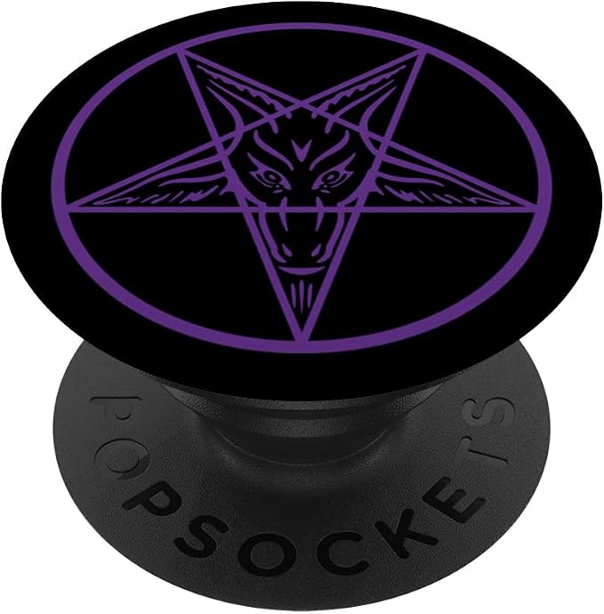 Purple Satanic Pentagram Star Baphomet Devil Hail Satan 666 PopSockets Adhesive PopGrip
