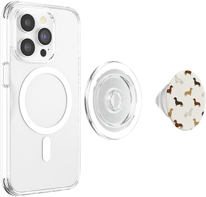 Beige Dachshund Dog Pattern PopSockets Adhesive PopGrip