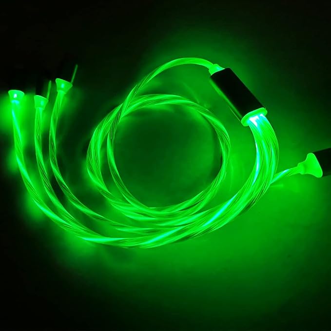 IHAO Multi Ports Charger Cable 3 Combinations in One Cable USB A to USB C/Micro USB PD Fast Charging Cord Lighted Up LED Flowing Compatible with Almost All Kinds of Electric Device-39Inches Blue
