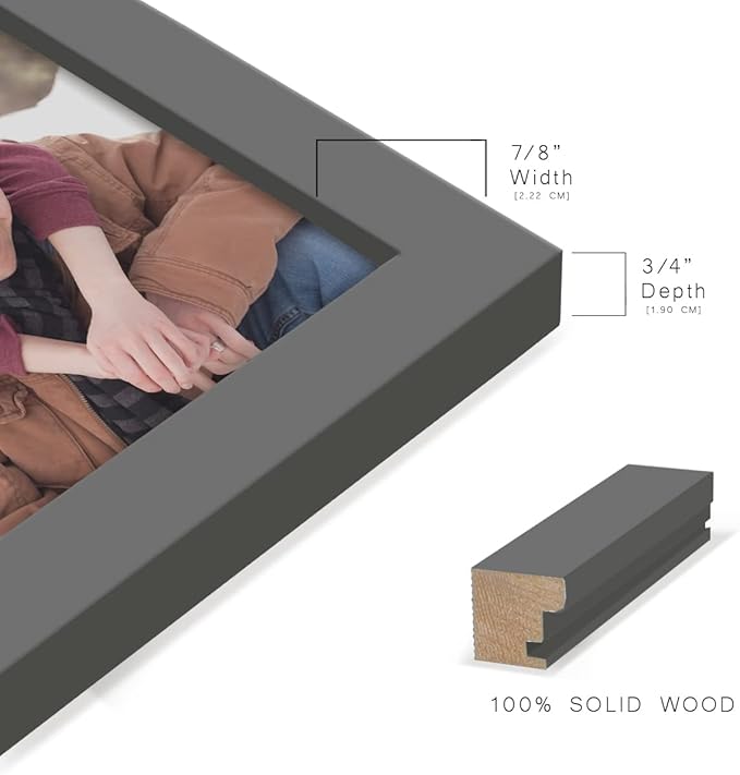 Renditions Gallery 5x7 inch Picture Frame High-end Modern Style, Made of Solid Wood and High Definition Glass Ready for Wall and Tabletop Photo Display, Gray Frame