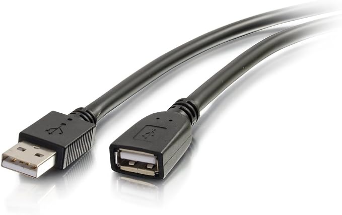 C2G 52107 USB A to A Long USB Extension Cable 6.56 Feet (2 Meters) Black (Pack of 2)