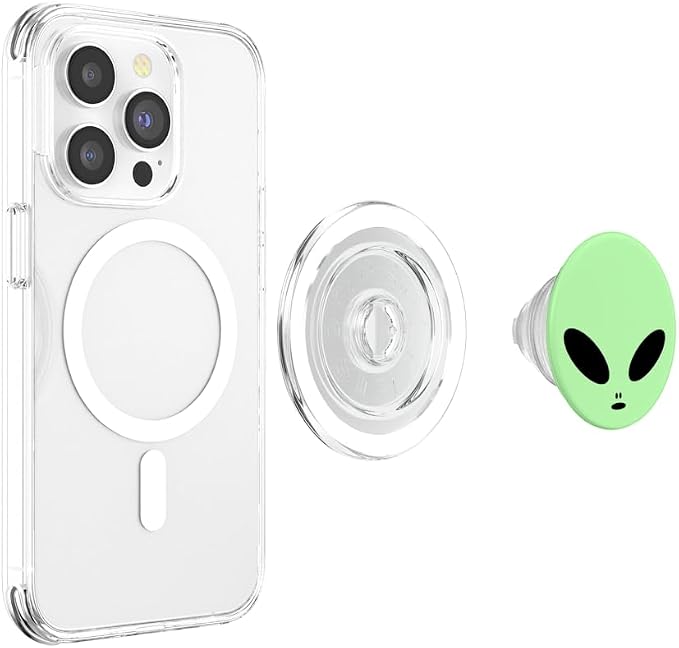 Hipster Alien Head - Cute Trendy Stay Weird UFO Mint Green PopSockets Adhesive PopGrip