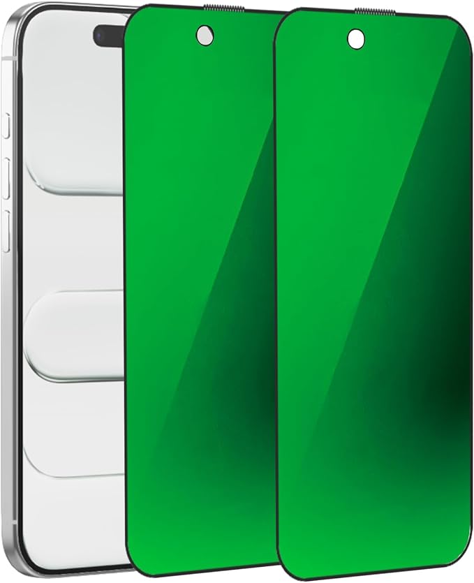 2 Pack Anti-Blue Privacy Tempered Glass Suit for iPhone 11 / iPhone XR Mirror Anti-Spy Screen Protector Anti-Peeping Film Electroplated 9H Hardness Anti-scratch 6.1 inch(Green)