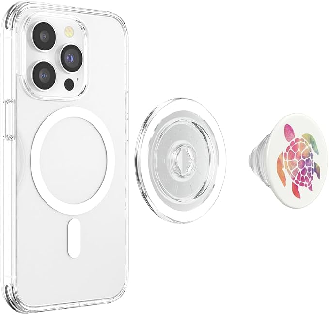 Super Cute Sea Turtle Watercolor Pattern Design on White PopSockets Adhesive PopGrip
