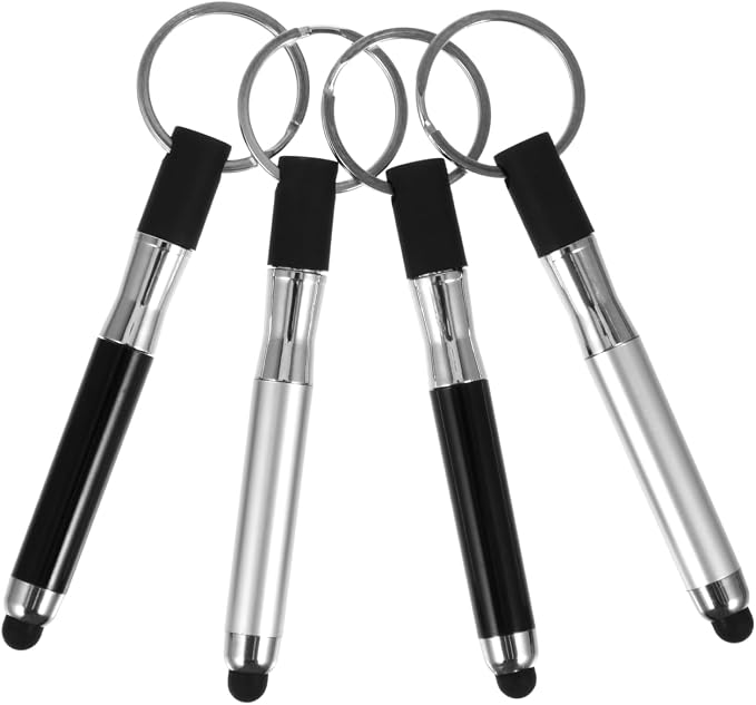 Mikikit Stylus Pen with Keyring 12 Pcs Stylus Pens for Touch Screens Keychain Plastic Touch Screen Ballpoint Pen Key Ring Touchscreen