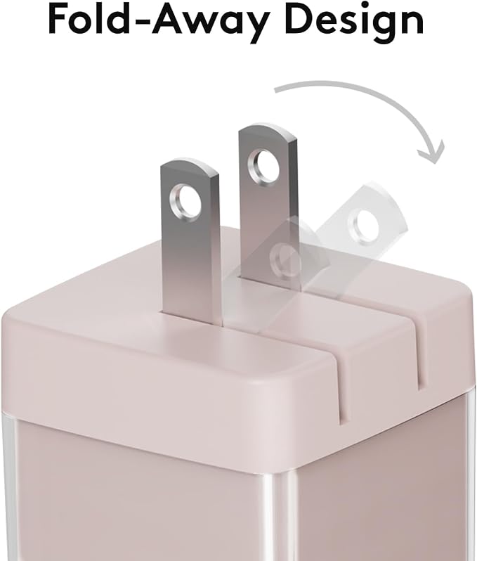 Qackenm 30W USB C Charger Block 2 Port Fast Charging Block Foldable GaN USB C Wall Charger for iPhone 16/15/14/13/12 and Other Series iPad Pro/Air/Mini Pixel Galaxy (Pink)
