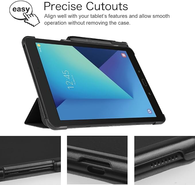 Fintie Slim Shell Case for Samsung Galaxy Tab S3 9.7 2017 Release Black | Lightweight Hardback Soft Microfiber Interior Magnetic Closure S Pen Holder Auto Sleep/Wake