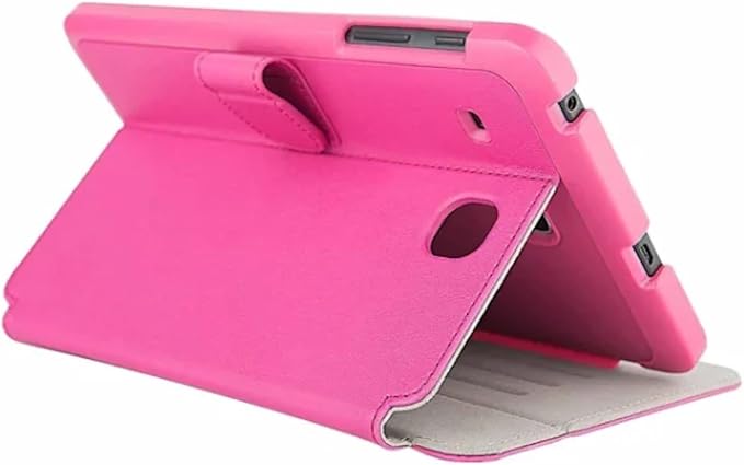 Verizon OEM Leather Folio / Slim and Light Cover Case for Samsung Galaxy Tab E 8'' (With Stand and Auto Wake / Sleep Feature) - Pink