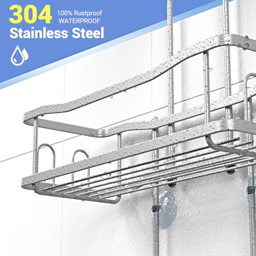 Aitatty Hanging Shower Caddy Bathroom Organizer: Rustproof Shower Shelf Racks Over Shower Head - No Drilling Inside Bath Shower Rack Shelves Over Showerhead for Shampoo with Soap Holder Black - color: Chrome