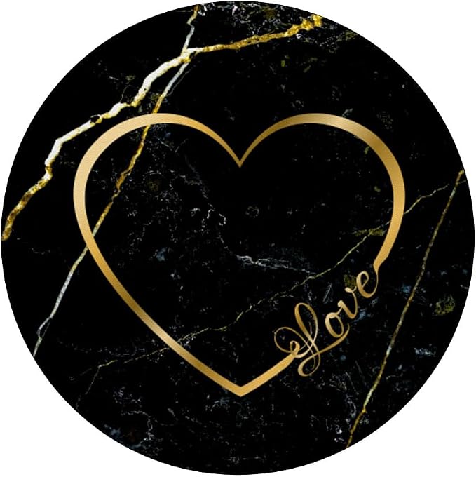 Love Heart Gold Black Marble-Look Cute for Girls Women Her PopSockets Adhesive PopGrip