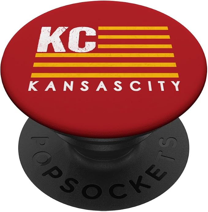 Kansas City Fanatics KC Red &amp Yellow USA Flag PopSocket Phone Grip with Swappable Top for Smartphones with Smooth Hard Plastic Cases
