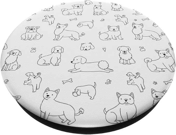 Cute Girly Dog Doodles Pattern PopSockets Adhesive PopGrip