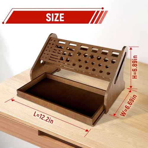 Bamboo Screwdriver Organizer Rack Desktop Hand Tool Stand Repair Tool Storage Holder Small Tool Storage Holder for Desk Top desktop tool organizer Suitable for studios/garages/DIY enthusiasts