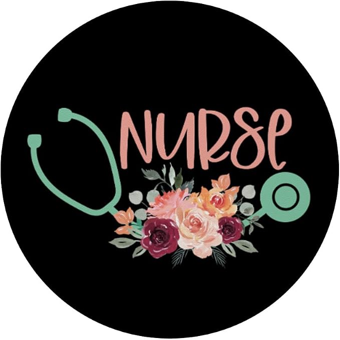 Cute Nurse Stethoscope with Flowers - Nurse Appreciation PopSockets Adhesive PopGrip