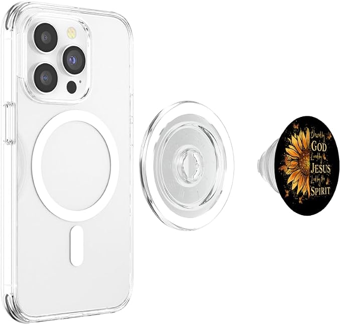 Blessed by God Loved by Jesus Led by The Spirit Sunflower PopSockets Adhesive PopGrip