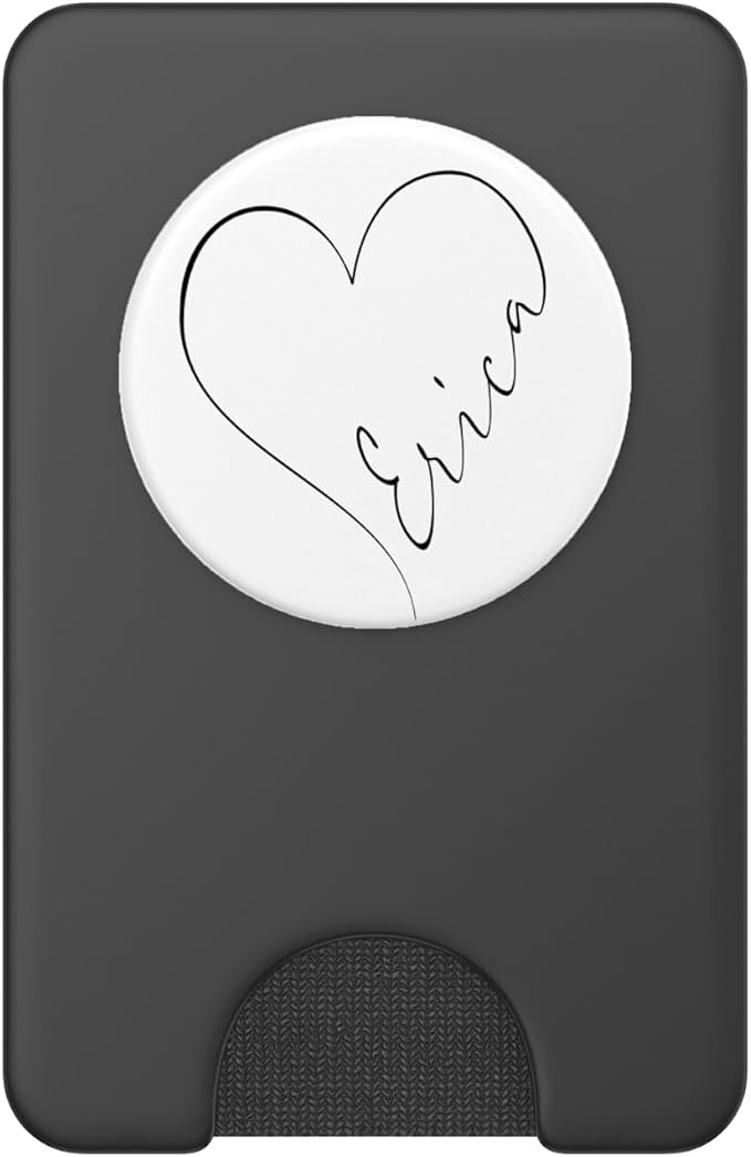 Erica Name Minimalist Heart Line Personalized White PopSockets Adhesive PopGrip